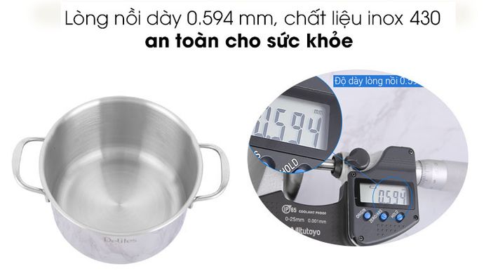 Lòng nồi - Nồi inox 3 đáy 20 cm Delites NR003-18