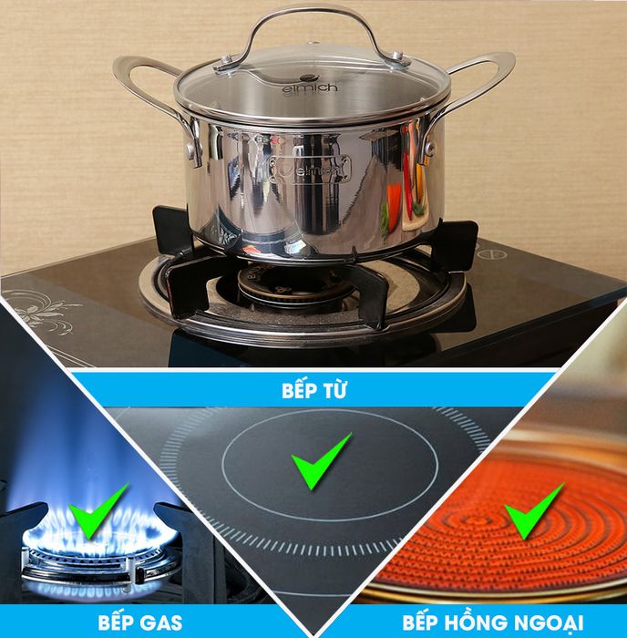 Nồi dùng được trên bếp từ - Nồi inox 304 16cm Elmich Tri-Max 2353731