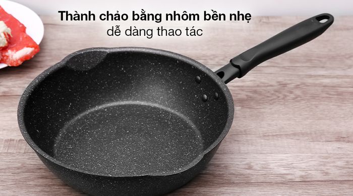 Chảo nhôm sâu chống dính đáy từ 26cm Sunhouse SHS26MRD - Thành chảo chống dính Sunhouse bằng nhôm bền nhẹ