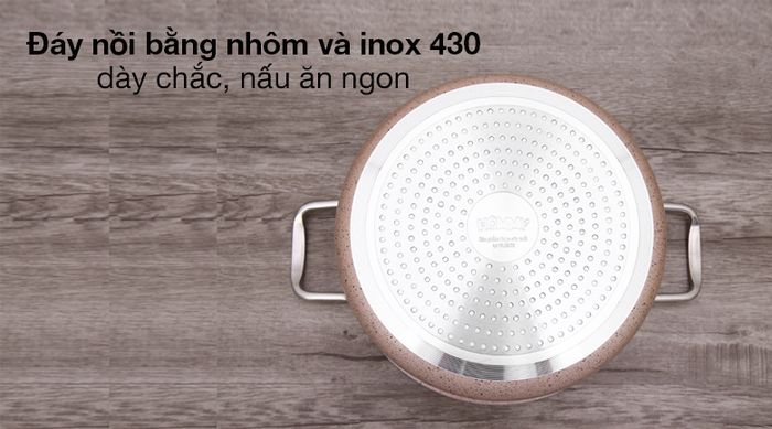 Đáy phẳng bắt từ - Nồi nhôm chống dính nắp kính 24cm Hommy NE009-24