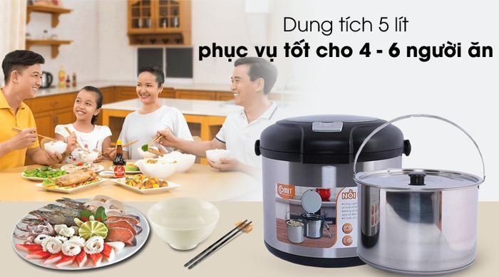 Tiện sử dụng gia đình - Nồi ủ nhiệt đa năng Comet CM7661 5L Đen