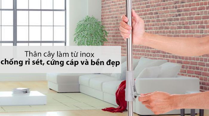 Thân cây làm từ inox chống rỉ sét, cứng cáp và bền đẹp - Bộ lau nhà Hommy MH-HomePlus X2.