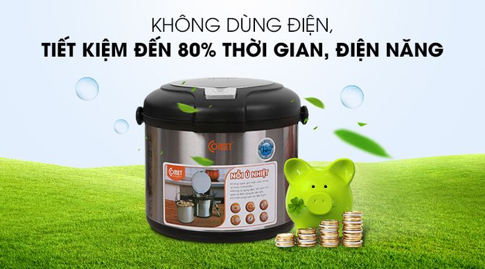Tiết kiệm điện năng - Nồi ủ nhiệt đa năng Comet CM7661 5L Đen