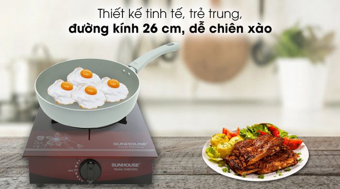 Chảo nhôm chống dính 26cm Elmich Harmonia EL-3781 - Có màu xanh vàng nhạt tinh tế, khối lượng chảo nhẹ chỉ 0.89 kg và đường kính 26 cm