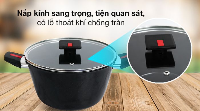 Nắp kính - Nồi nhôm nắp kính 24cm Kims Cook SB524