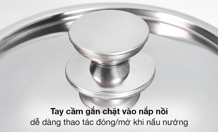 Nắp chắc chắn - Nồi inox 1 đáy nắp inox 20cm Sunhouse SHG120-20