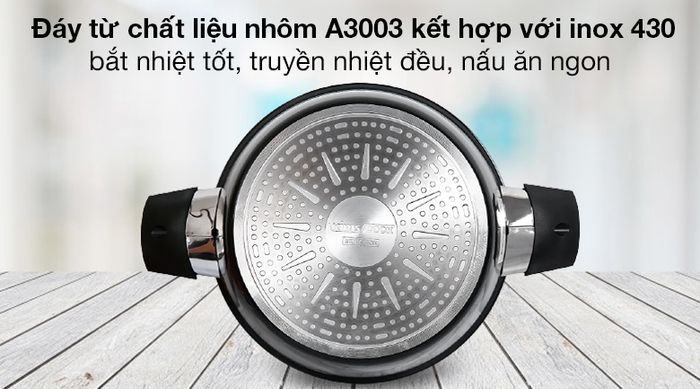 Đáy từ - Nồi nhôm nắp kính 24cm Kims Cook SB524