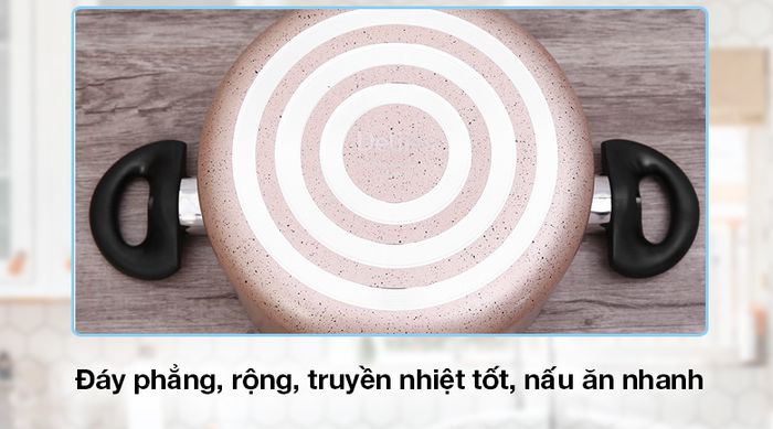 Bộ nồi chảo nhôm chống dính nắp kính Delites BE010-20-26 - Đáy phẳng, rộng, truyền nhiệt tốt, tỏa nhiệt đều, làm chín thức ăn nhanh chóng