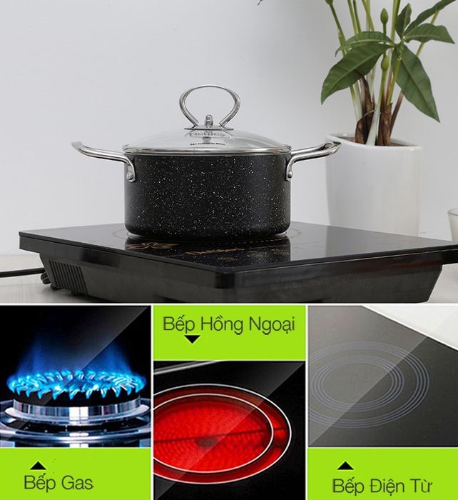 Nồi nhôm đáy từ chống dính 16 cm Delites NDE