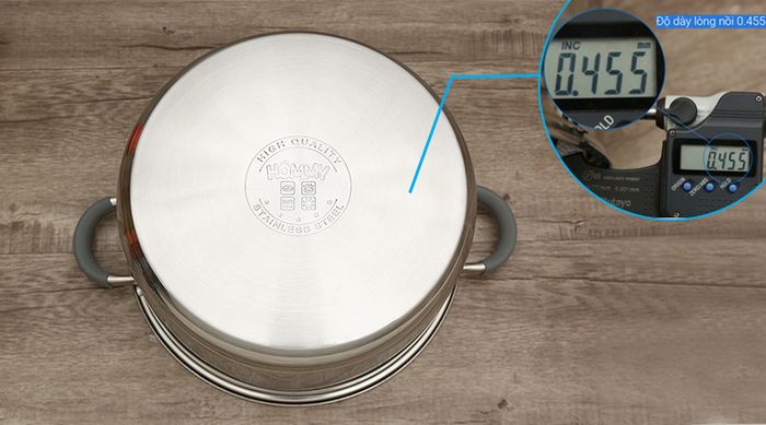 Đáy nồi - Nồi inox 3 đáy nắp kiếng 28cm Hommy CW-S042-28