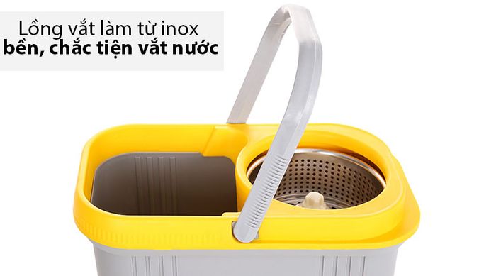 Lồng vắt được làm bằng inox, bền hơn, đẹp hơn thao tác giặt nhẹ nhàng hơn - Bộ lau nhà Hommy MH-HomePlus X2.