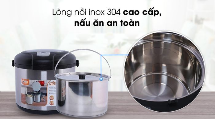 Chất liệu cao cấp, an toàn - Nồi ủ nhiệt đa năng Comet CM7661 5L Đen