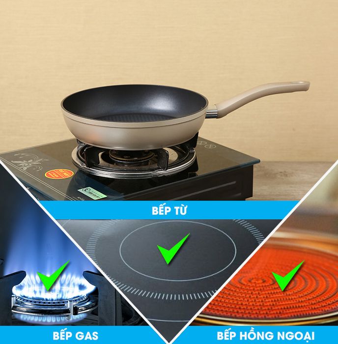 Chảo sử dụng được trên mọi loại bếp - Chảo nhôm chống dính đáy từ 24 cm Tefal H9100414