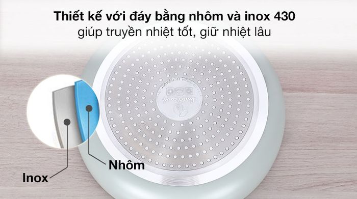 Đáy 2 lớp - Chảo inox chống dính 2 đáy 24 cm Elmich Smartcook SM5706MN
