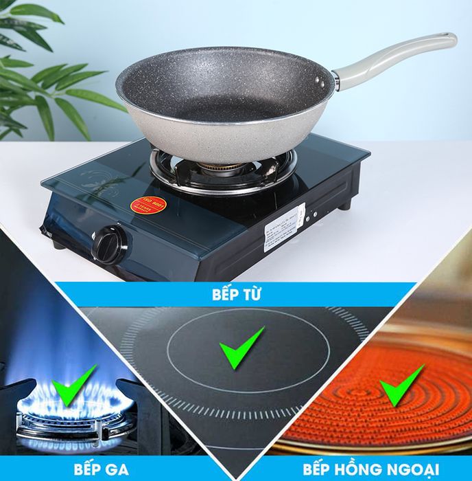 Sử dụng với bếp từ - Chảo nhôm sâu chống dính đáy từ 28 cm Elmich EL-5753MN