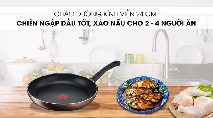 Thiết kế gọn nhẹ - Chảo nhôm chống dính 24cm TEFAL Day By Day G1430405