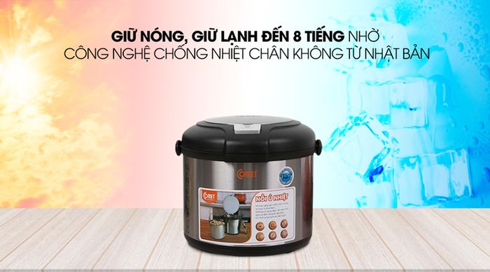 Giữ nhiệt 8 tiếng - Nồi ủ nhiệt đa năng Comet CM7661 5L Đen