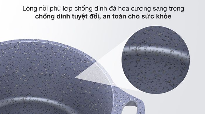 Chống dính hoa cương - Nồi nhôm chống dính nắp kính 24cm Sunhouse SHG2024MMA