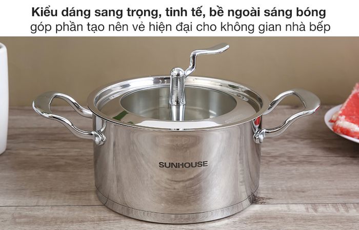 Kiểu dáng - Bộ nồi Inox 5 đáy Sunhouse SHG2503MSA