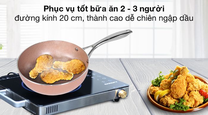 Chảo 20 cm - Chảo nhôm sâu chống dính đáy từ 20 cm Elmich EL-5740MN