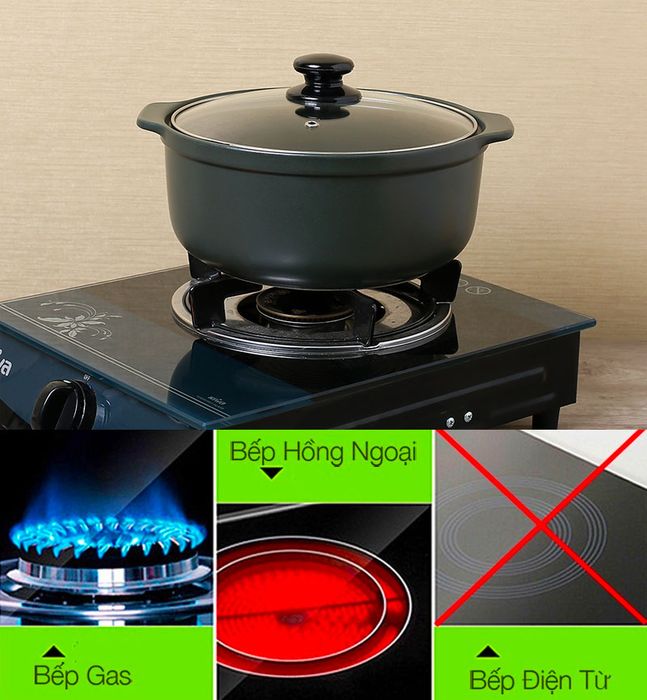 Nồi không dùng được bếp từ - Nồi đất 3.1L DongHwa Tucbeghi G-705H Xanh