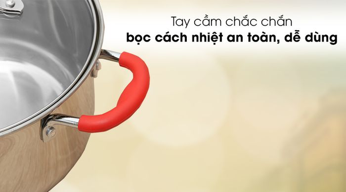 Tay cầm cách nhiệt - Nồi inox 5 đáy nắp kiếng 20cm Sunhouse Mama SHG2520MSD