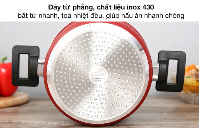 Đáy từ - Nồi nhôm chống dính đáy từ 18cm Hommy NE001-18