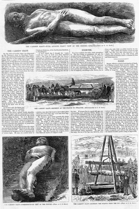 Illustrations of the Cardiff Giant in Harper's Weekly