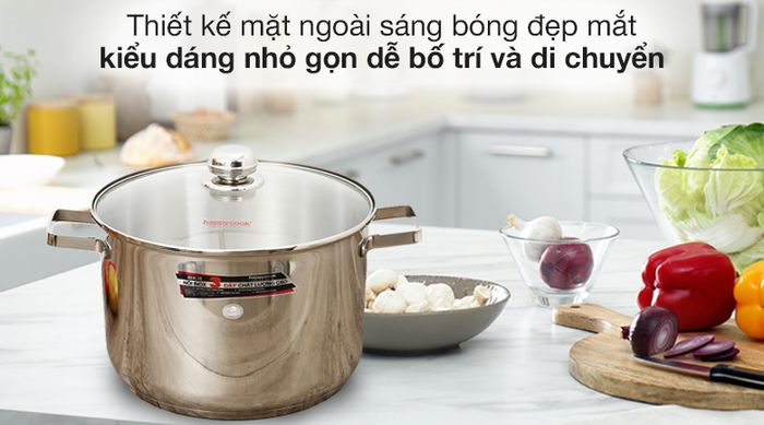 Nồi inox 3 đáy nắp kiếng 28cm Happycook NC-28G - Thiết kế