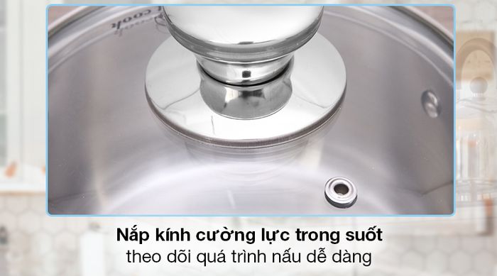 Nồi inox 3 đáy nắp kiếng 16cm Smartcook SM2400MN - Nồi đơn có nắp kính cường lực chịu lực