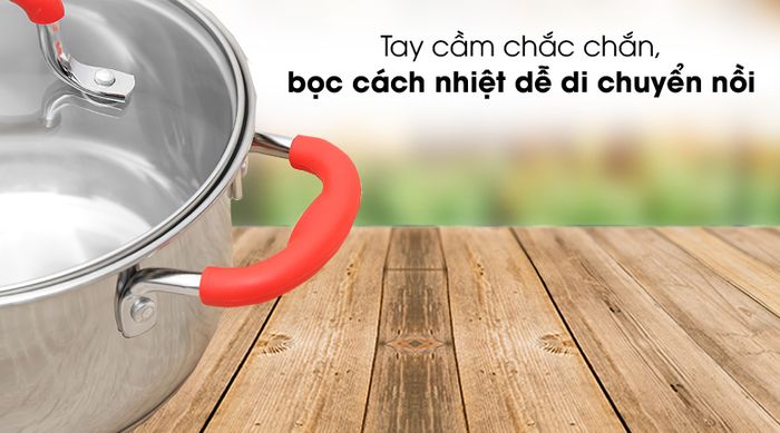 Tay cầm cách nhiệt - Nồi inox 5 đáy 16cm Sunhouse Mama SHG2516MSD