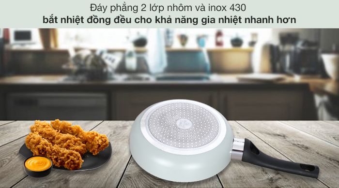 Chảo inox chống dính 2 đáy 20 cm Elmich Smartcook SM5705MN - Đáy chảo