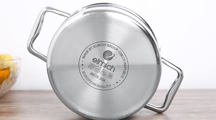 Cấu tạo nguyên khối - Nồi inox 3 đáy nắp kính 16cm Elmich Trimax Eco EL-3991