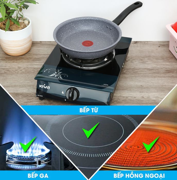 Sử dụng với bếp - Chảo nhôm chống dính đáy từ 24 cm Tefal Cook Healthy G1340495
