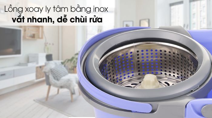Bộ lau nhà Hommy MH-Xmop - Lồng xoay ly tâm bằng inox