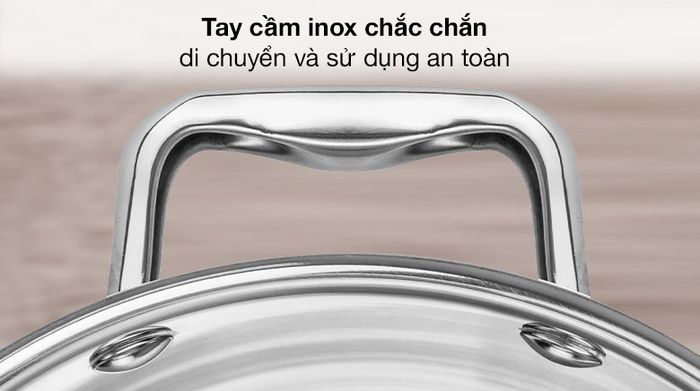 Tay cầm inox - Bộ 4 cái nồi inox 3 đáy nắp kính Elmich Trimax Eco EL-8002