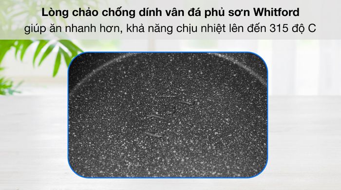 Chảo nhôm Sunhouse sâu chống dính đáy từ 30cm - Bề mặt lòng chảo phủ lớp chống dính vân đá phủ sơn Whitford.