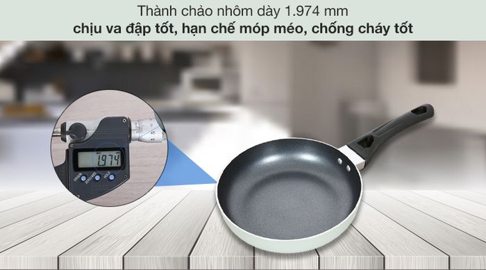 Chảo inox chống dính 2 đáy 20 cm Elmich Smartcook SM5705MN - Độ dày thành chảo 1.974 mm