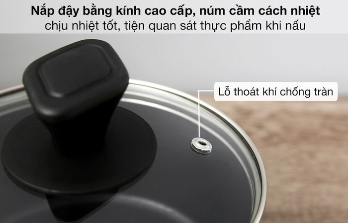 Nắp - Quánh nhôm chống dính đáy từ 16cm Hommy QE003-16 Xanh