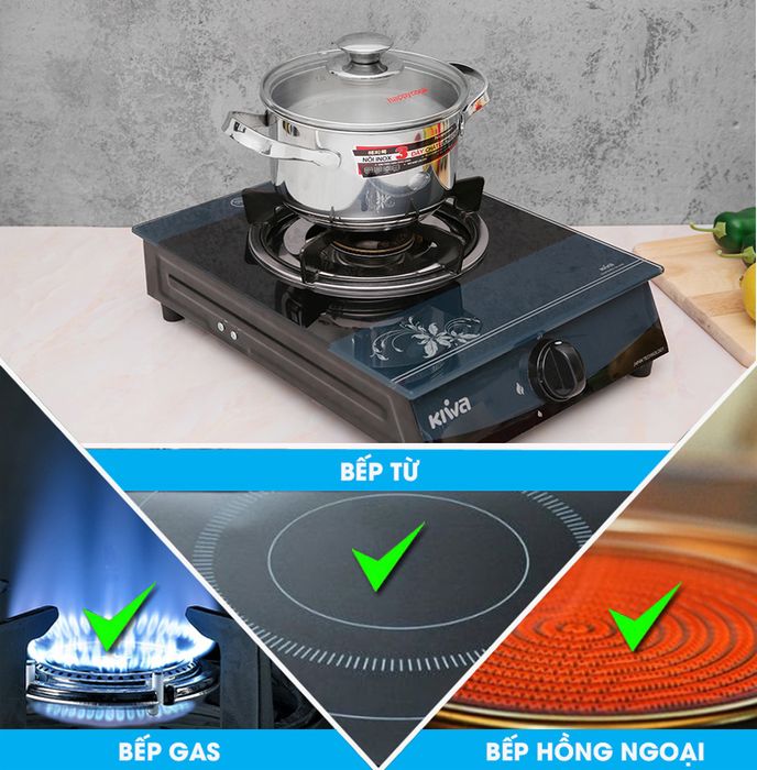 Dùng trên mọi loại bếp - Nồi inox 3 đáy 16cm Happycook N16-NMG