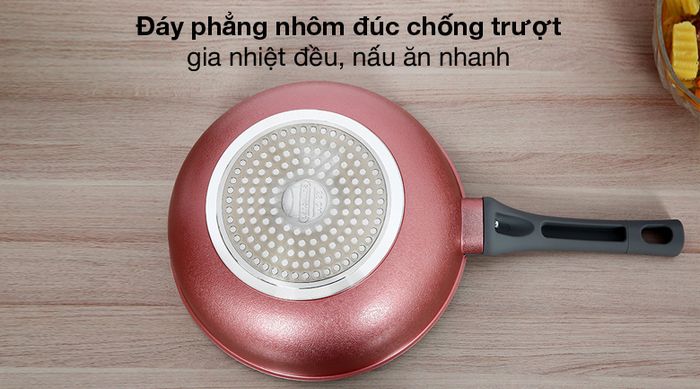 Đáy phẳng chống trượt - Chảo nhôm sâu chống dính đáy từ 28cm Sunhouse SBDS28MP