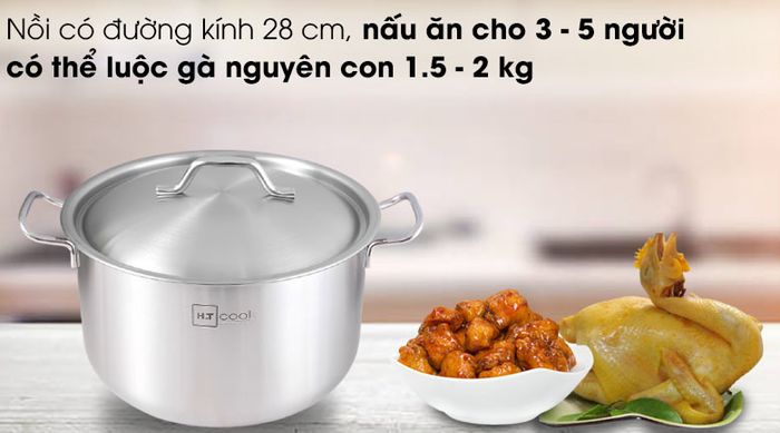 Đường kính 28 cm - Nồi inox 28cm nắp inox HT Cook N28-1DHT