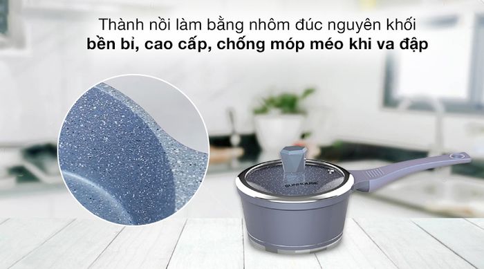 Thành nồi - Quánh nhôm chống dính nắp kính 16cm Sunhouse SHG3116MMA