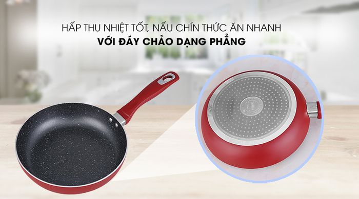 Chảo nhôm chống dính vân đá đáy từ 24cm Delites CE001-24 phẳng