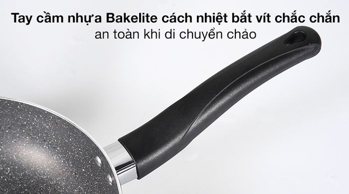 Tay cầm - Chảo nhôm sâu chống dính vân đá đáy từ nắp kính 26cm Delites CE005-26