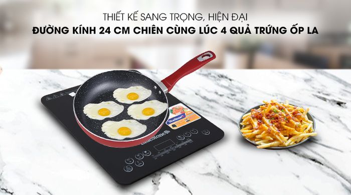 Thiết kế của Chảo nhôm chống dính vân đá đáy từ 24cm Delites CE001-24