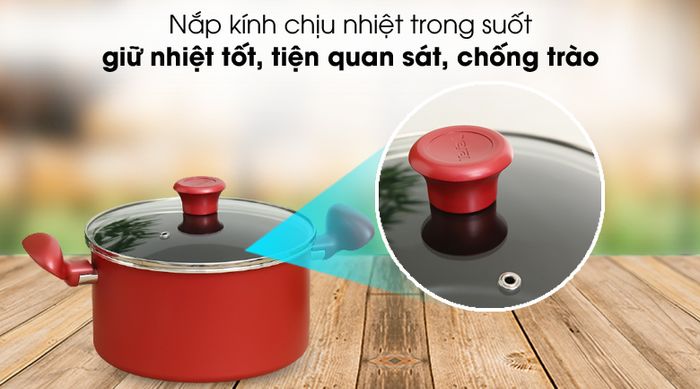 Nắp kính chịu nhiệt - Nồi nhôm chống dính đáy từ 22cm TEFAL So Chef G1354595