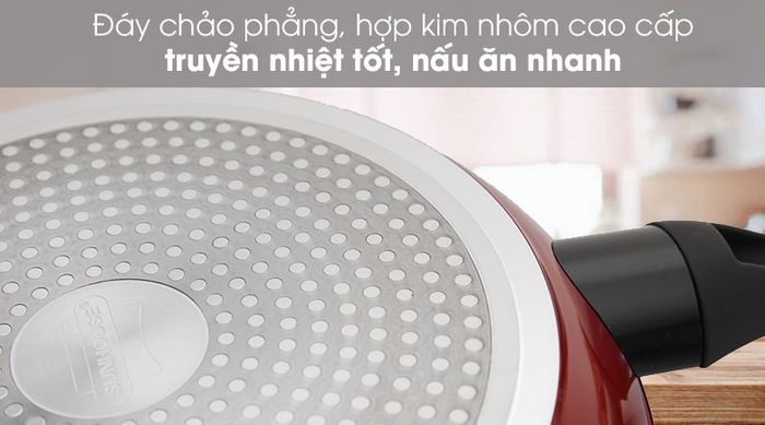 Đáy chảo phẳng - Chảo nhôm chống dính đáy từ 28cm Sunhouse SFP28B