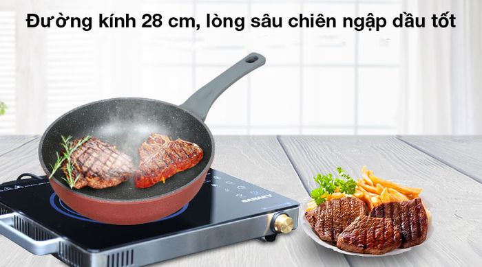 Sâu lòng - Chảo nhôm sâu chống dính đáy từ 28cm Sunhouse SBDS28MP