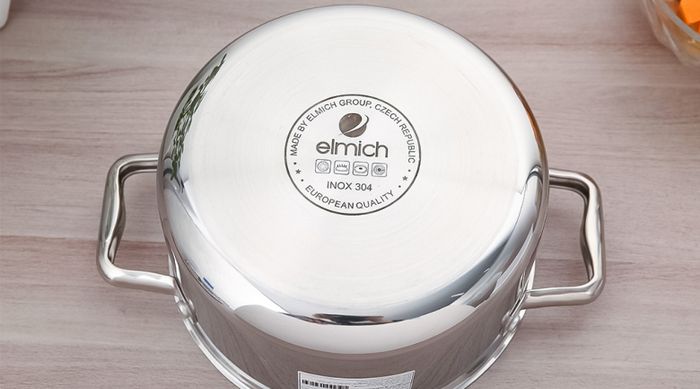 Nồi inox 3 đáy nắp kính 20cm Elmich Trimax Eco EL-3993 - Nồi Elmich có 3 đáy (inox 304 - nhôm - inox 430) bắt từ siêu nhanh